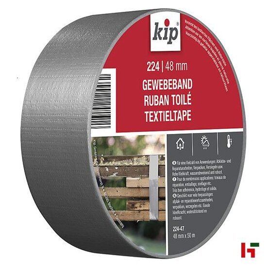 Tapes & verpakkingsmateriaal - Kip Steenband Textiel, 224 Zilver 48 mm / 50 m - Kip
