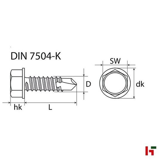 Schroeven - Zelfborende schroef, Verzinkt staal 50 mm 4,8 mm SW8 - SWG