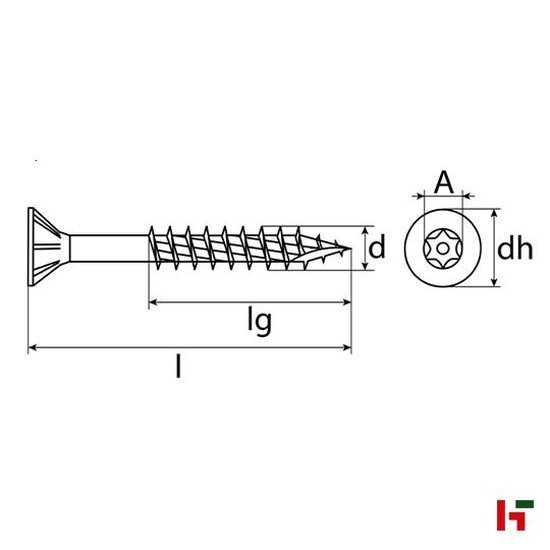 Schroeven - Formula F Spaanplaatschroef met verzonken kop, Inox A2 60 mm Small Box 6,0 mm TTAP30 - SWG