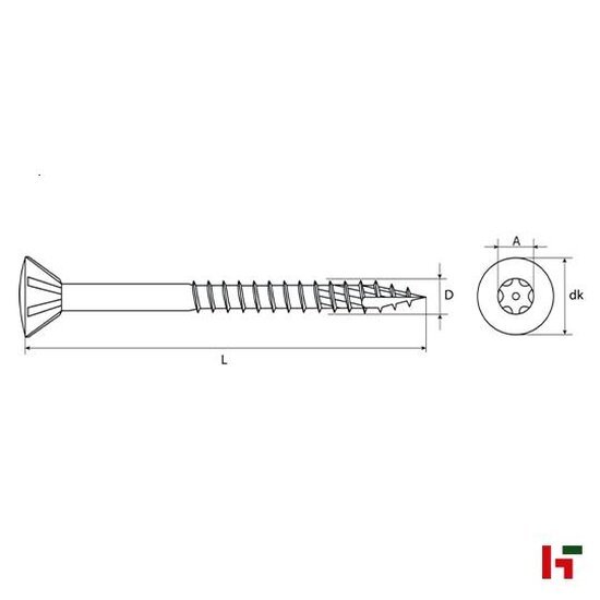 Schroeven - Terrasschroeven met kleine verzonken kop, Inox A2 60 mm Medium Box 5,5 mm TTAP25 - SWG