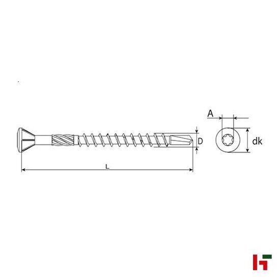 Schroeven - Gevelschroef met boorpunt, Inox 60 mm 3,2 mm TX10 - SWG