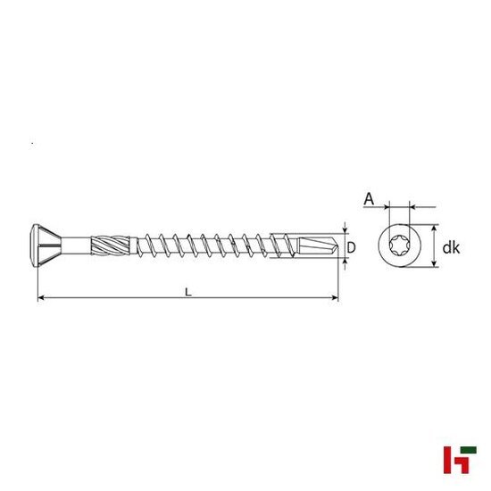 Schroeven - Gevelschroef met boorpunt, Inox 60 mm 3,2 mm TX10 - SWG