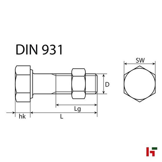 Bouten, moeren & ringen - Zeskantbout met moer, Verzinkt staal 25 mm Medium Box M 6 SW 10 - SWG