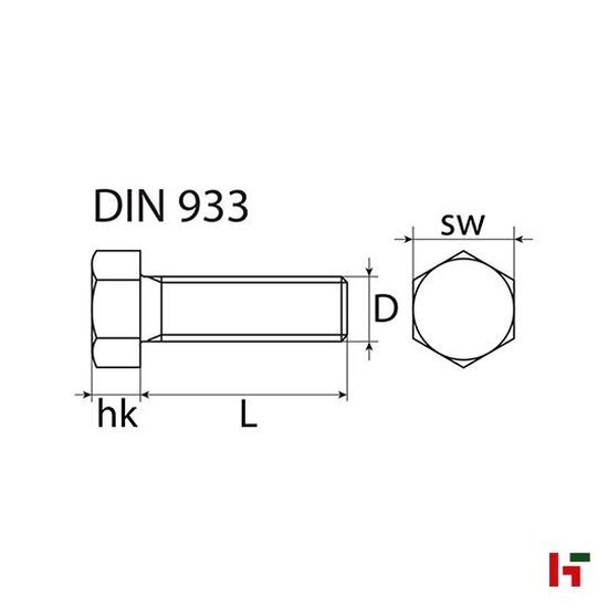 Bouten, moeren & ringen - Zeskantbout (DIN 933), Verzinkt staal 20 mm Medium Box M 10 SW 17 - SWG