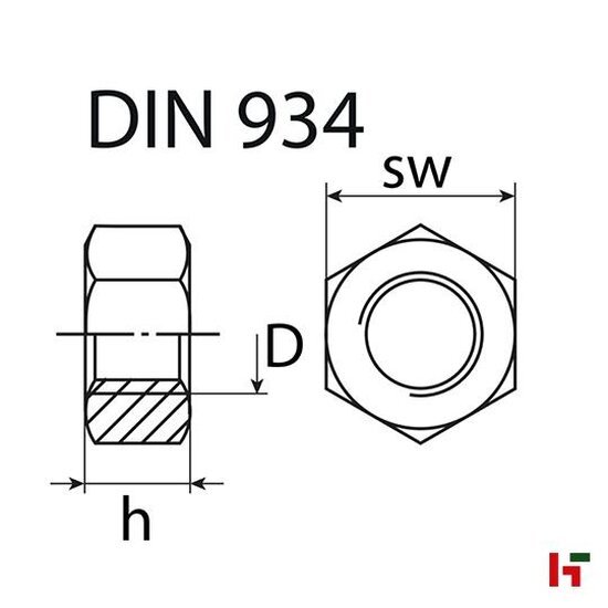 Bouten, moeren & ringen - Zeskantmoer (DIN 934), Verzinkt staal Medium Box M 6 SW 10 - SWG