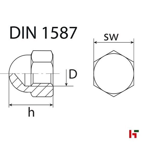 Bouten, moeren & ringen - Dopmoer (DIN 1587), Verzinkt staal Medium Box M 10 SW 17 - SWG