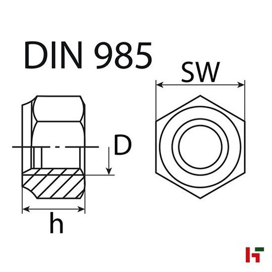 Bouten, moeren & ringen - Stopmoeren (DIN 985), Verzinkt staal Medium Box M 10 SW 17 - SWG