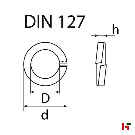 Bouten, moeren & ringen - Veerring (DIN 127), Verzinkt staal M 6 - 6,1 x 11,8 x 1,6 mm Medium Box - SWG