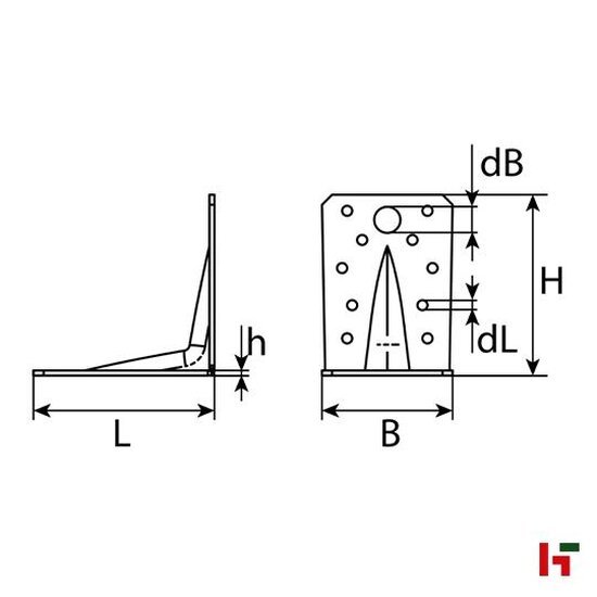 Bouw- & houtverbinders - Hoekverbinder met ril, Verzinkt staal 50 x 90 x 50 x 3,0 mm - SWG