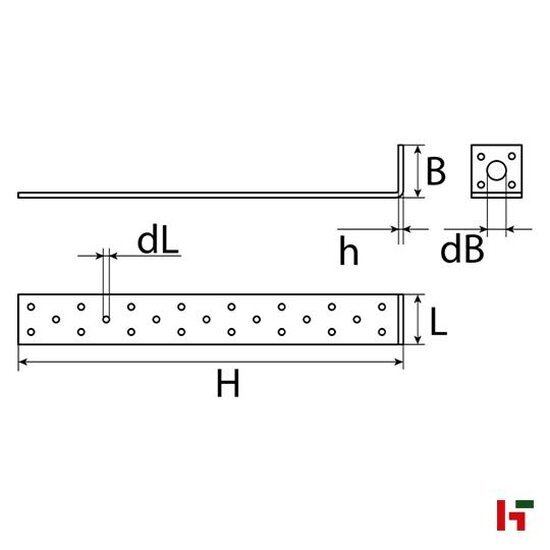 Bouw- & houtverbinders - Oneven anker, Verzinkt staal 200 x 40 x 40 x 2,0 mm - SWG
