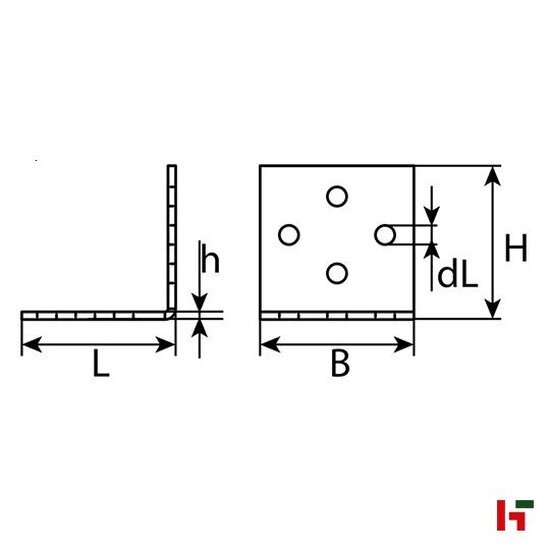 Bouw- & houtverbinders - Hoekspijkerplaat, Inox 60 x 60 x 40 x 2,5 mm - SWG