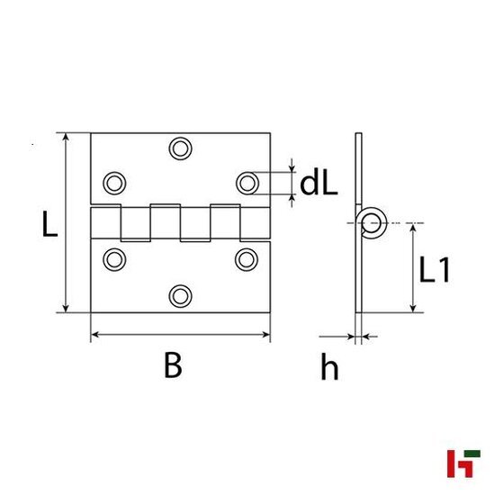 Hang- & sluitwerk - Scharnier 60 x 60 x 1,5 mm Inox - SWG