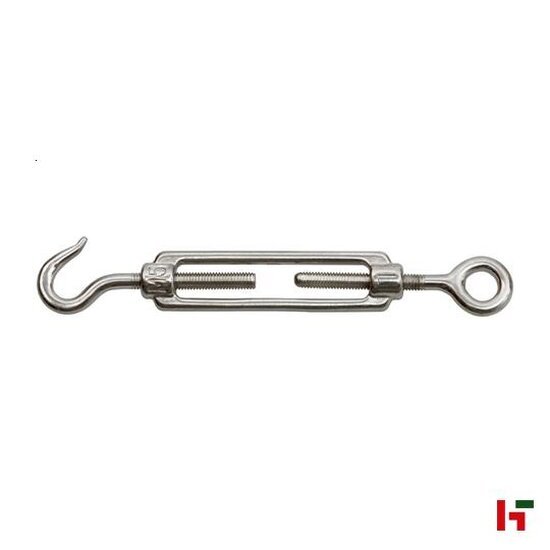 Staalkabels, kettingen en toebehoren - Spanschroef met oog en haak, Inox 8,0 x 110 mm - SWG