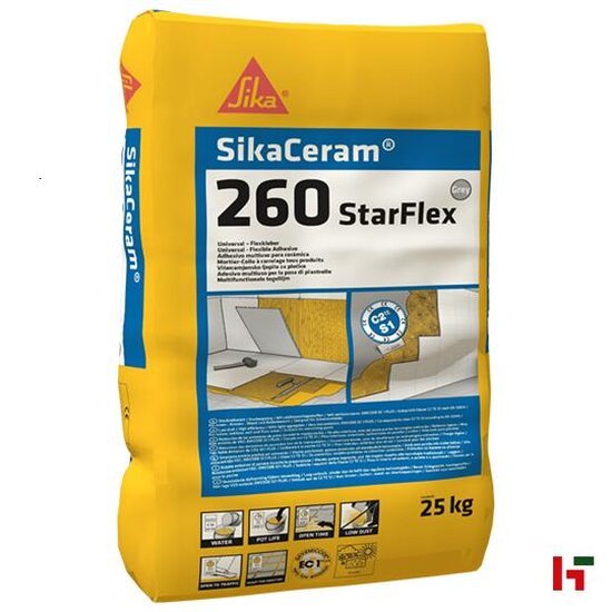 Lijmen - Tegellijm, SikaCeram 260 StarFlex C2TE-S1 Grijs 25 kg - Sika