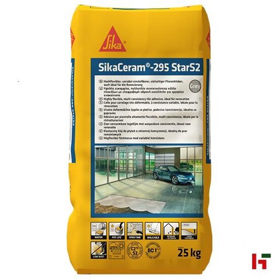 Lijmen - Tegellijm, SikaCeram 295 StarS2 C2TE-S2 Grijs 25 kg - Sika