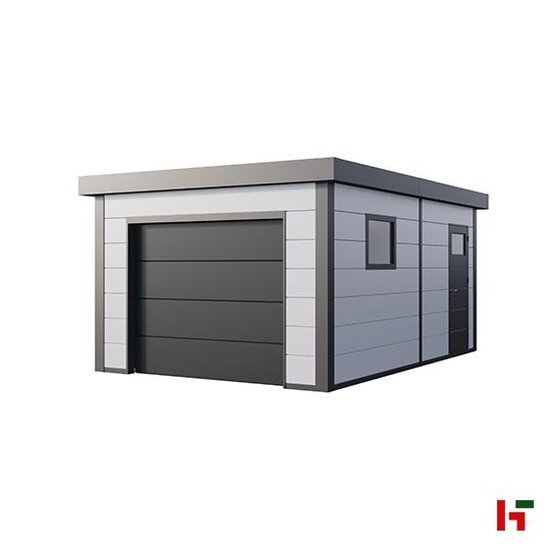 Metalen garages - Garage in Metaal 3654G Antraciet - Wit - Telluria