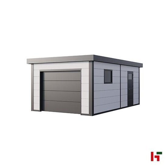 Metalen garages - Garage in Metaal 3663G Antraciet - Wit - Telluria