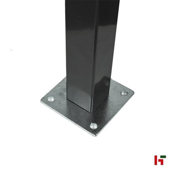 Metalen omheining - Paal voor Stalen Omheining Antraciet Met voetstuk 60 x 60 mm 280 cm