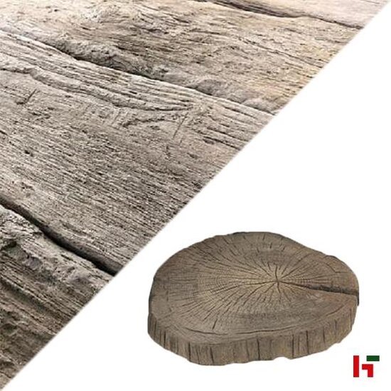 Betontegels - Timberstone, Replica Oude Planken - Gietbeton Coppice Brown Stapsteen 30 - 45 dia x 5 cm - Stoneline