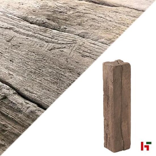 Betontegels - Timberstone, Replica Oude Planken - Gietbeton Coppice Brown Hoekpaal 65 x 15 x 15 cm - Stoneline