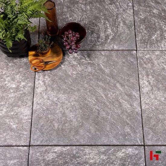 Gecoate betontegels - GeoProArte® Naturals, Gecoate Terrastegel Quartz Antraciet 60 x 60 x 4 cm - MBI