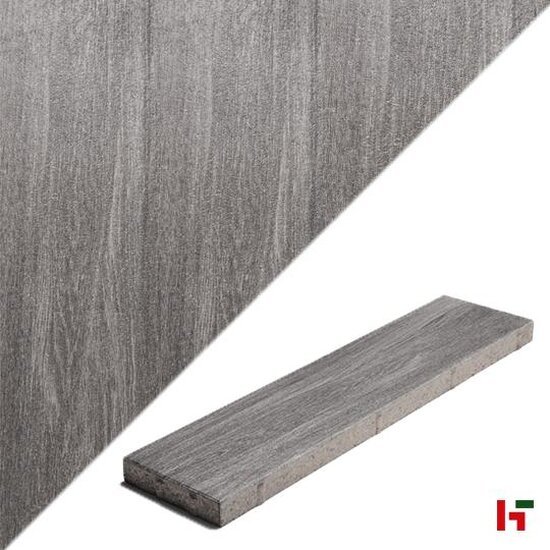 Gecoate betontegels - GeoProArte® Wood, Gecoate Terrastegel Grey Oak 120 x 30 x 6 cm - MBI