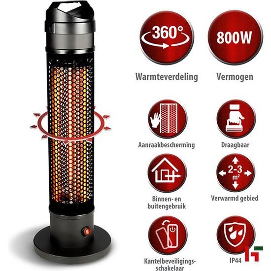 Terrasverwarming - Elektrische verwarming Outdoor & Indoor Draagbaar 800 Watt 2 - 3 m² Zonder afstandsbediening