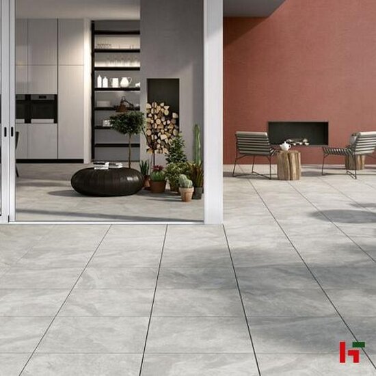 Keramische tegels - TwentyGres Rail, Keramische Terrastegel Silver 60,4 x 60,4 x 2 cm - MBI