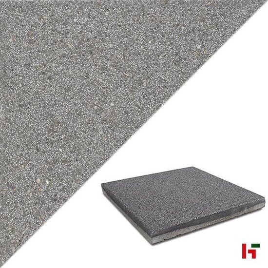 Gecoate betontegels - Terrastegel Gecoat - Vlak Ieper Antraciet Genuanceerd 40 x 40 x 3,7 cm - Rodal