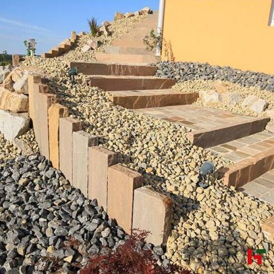 Palissades - Kandla, Natuursteen Palissade - Zandsteen 50 x 3/5 x 150 cm Gekliefd Natuurruw Mix - Bauma stone