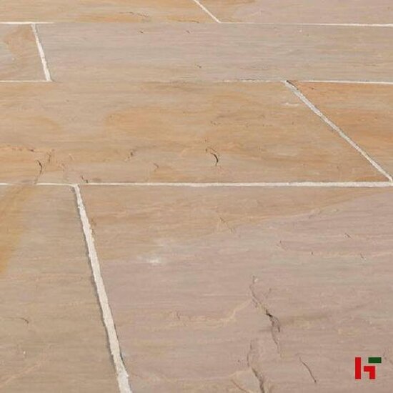 Natuursteentegels - Kandla, Natuursteen Terrastegel - Zandsteen 60 x 60 x 2 cm Gekliefd Natuurruw Mix - Stoneline