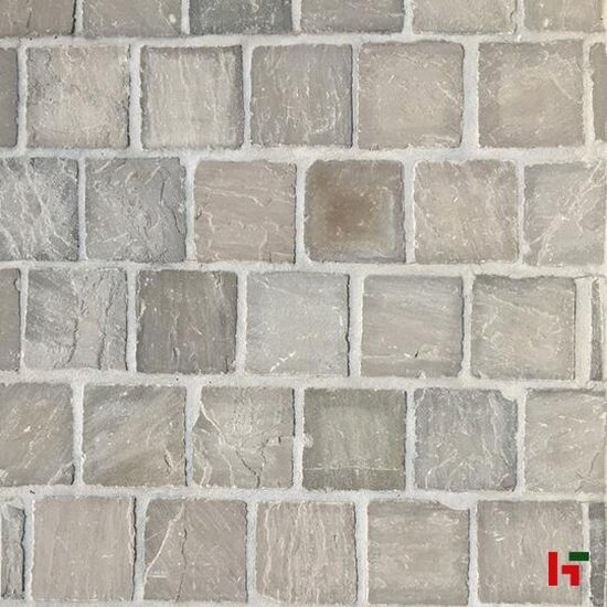 Platines & nieuwe kasseien - Kandla, Platines Kasseien 14 x 14 x 2,5 cm Gekliefd Natuurruw Grey - Stoneline