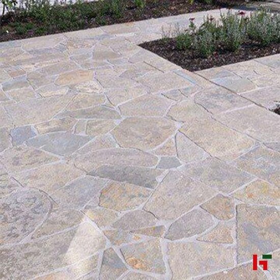 Natuursteentegels - Tandur, Natuursteen Flagstone - Kalksteen Yellow L - 75 kg/m² - 4-7 st/m² - 2-4 cm dik - Private label