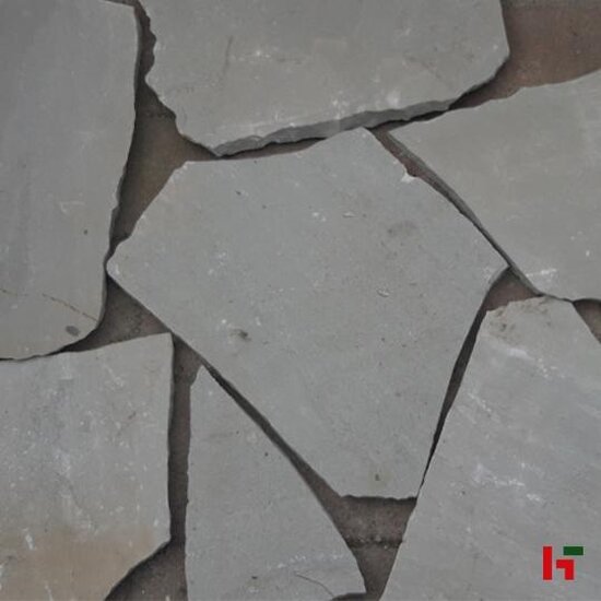 Natuursteentegels - Kandla, Natuursteen Flagstone - Zandsteen Grey L - 77 kg/m² - 4-7 st/m² - 2-4 cm dik - Private label