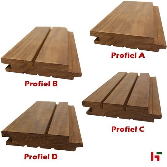 Houten gevelbekleding - Thermo radiata pine/aspen profiel planken, Geschaafd 19 x 142 mm Verschillende lengtes Profiel D - Private label
