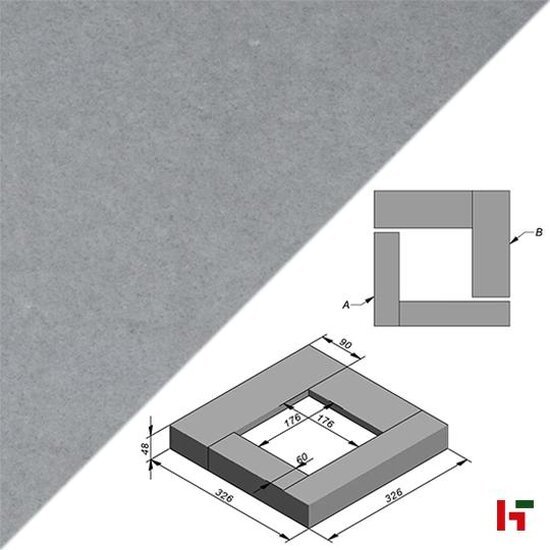 Smooth objects - Cube Smooth Grey Velvet 48 cm 266 x 326 x 90 cm - Element B - Stone & Style