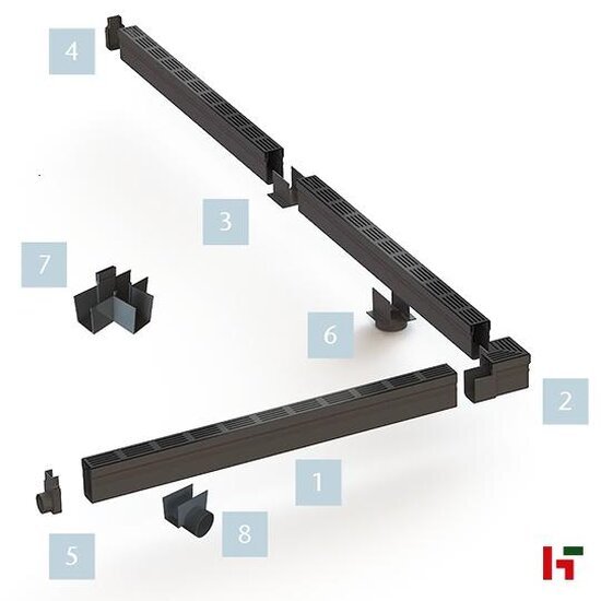 Afvoergoten - Slimline, Hoekelement Aluminium - ACO