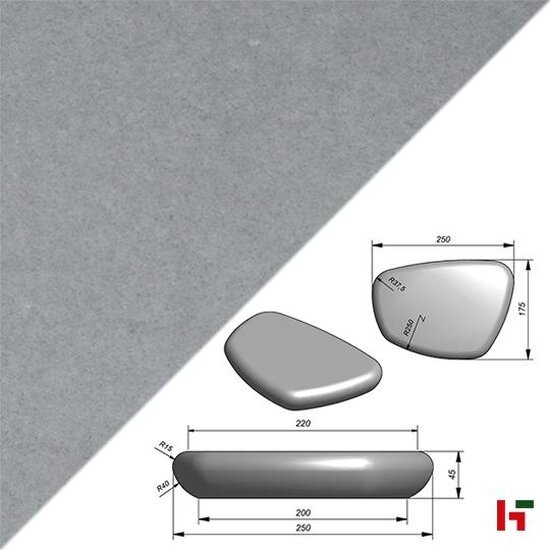 Smooth objects - Pebble Grey Velvet 160 x 113 x 45 cm - Stone & Style