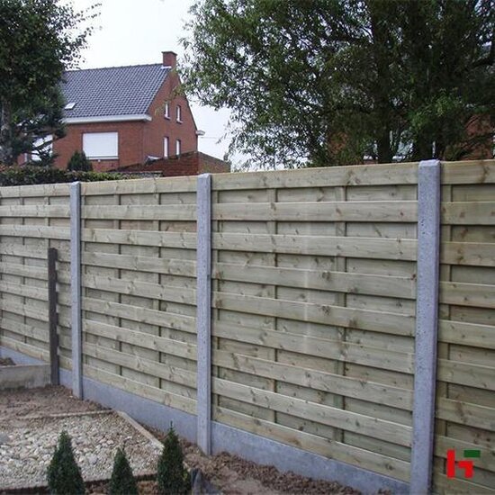 Betonschutting - Betonpaal met ronde kop Antraciet Tussenpaal 195 / 137 cm - Private label