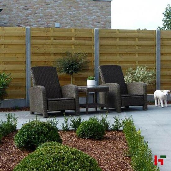 Houten schutting - Betonpaal met ronde kop met breed rabat Antraciet Eindpaal 275 / 220 cm - Private label