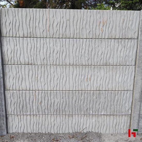 Structuur schutting - Sierbetonplaat met structuur - decoratieve betonplaat voor tuinafsluiting Grijs River Rechte plaat 199 x 38,5 cm - Private label