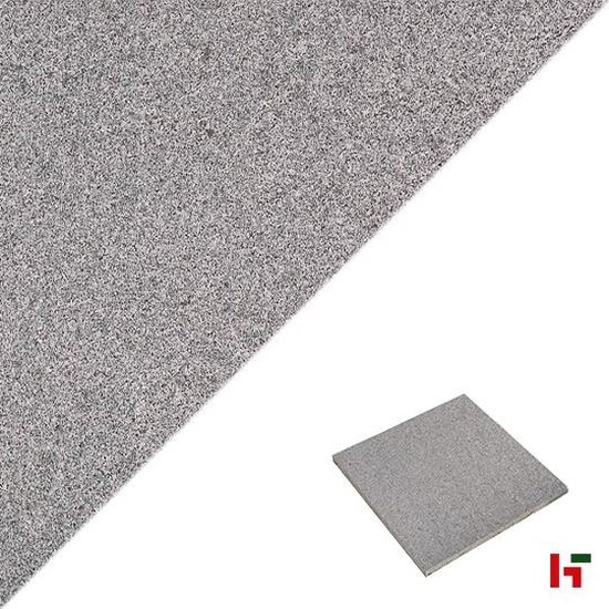 Natuursteentegels - Peperino Dark, Natuursteen Terrastegel Gebrand & Geborsteld - Graniet 60 x 60 x 3 cm G54N - Private label