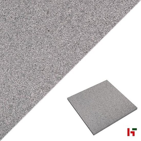 Natuursteentegels - Peperino Dark, Natuursteen Terrastegel Gebrand & Geborsteld - Graniet 80 x 80 x 3 cm G54N - Private label