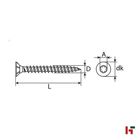 Schroeven - Spaanplaatschroef met verzonken kop, Verzinkt staal 16 mm Big Box 3,0 mm TX10 - SWG