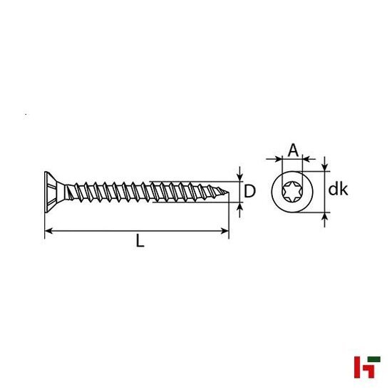 Schroeven - Spaanplaatschroef met verzonken kop, Verzinkt staal 30 mm Small Box 4,0 mm TX20 - SWG