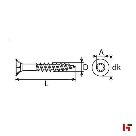 Schroeven - Spaanplaatschroef met verzonken kop, Verzinkt staal 50 mm Big Box 6,0 mm TX30 - SWG