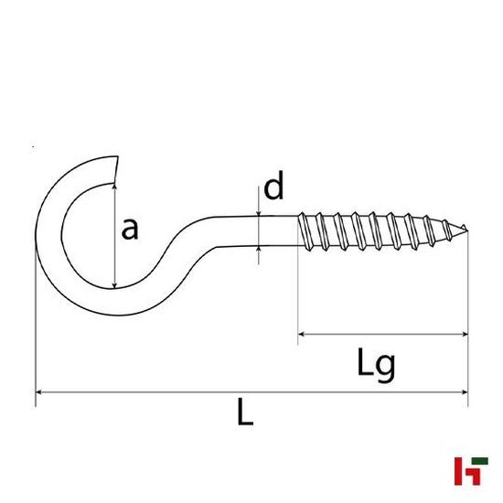 Schroeven - Schroefhaak, Gebogen 3,3 x 50 / 19 mm Small Box Verzinkt staal - SWG
