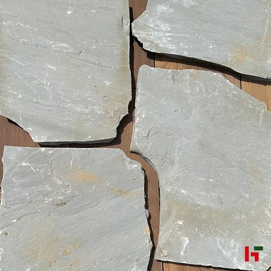 Natuursteentegels - Kandla, Natuursteen Flagstone - Zandsteen Grey XL - 77 kg/m² - 1-4 st/m² - 2-4 cm dik - Private label