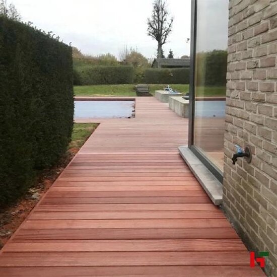 Houten terrasplanken - Terrasplank Padouk Hardhout, Geschaafd met inkeping voor B-fix clips 21 x 142 mm 425 cm - Private label