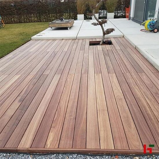Houten terrasplanken - Terrasplank Padouk Hardhout, Geschaafd met inkeping voor B-fix clips 21 x 142 mm 275 cm - Private label